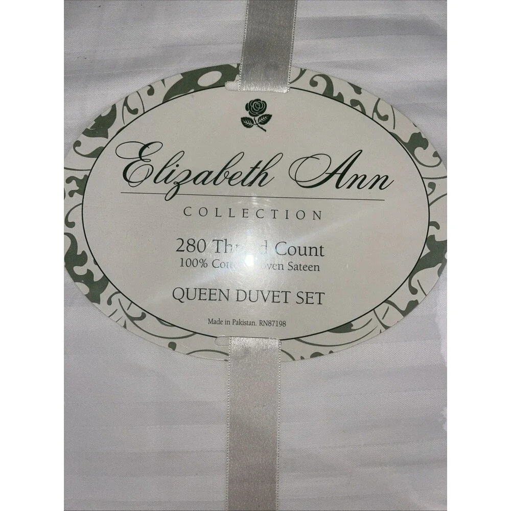 ELIZABETH ANN 280THREAD COUNT 100%COTTON WOVEN SATEEN QUEEN DUVET SET NIB
